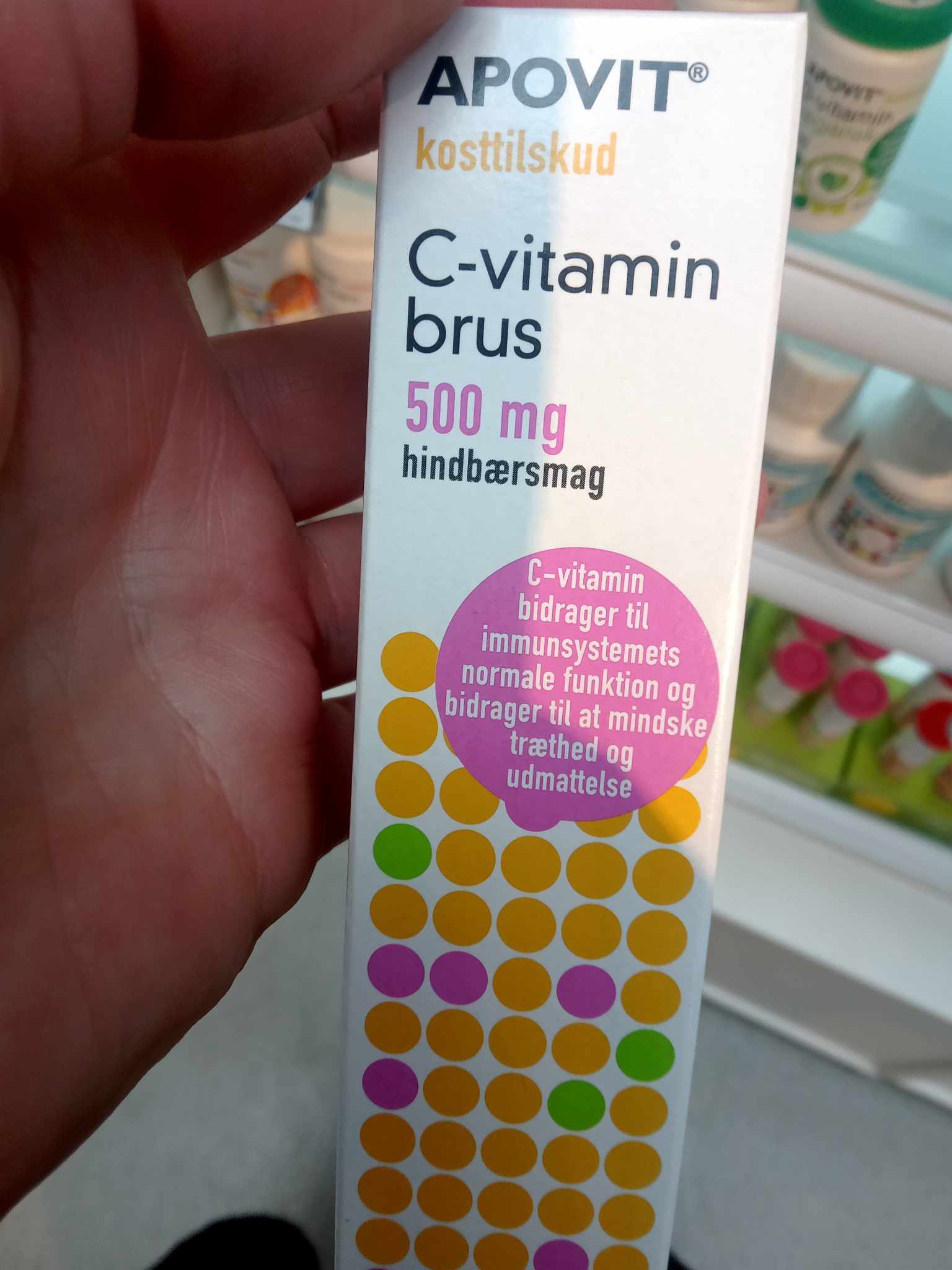 Apovit C-vitamin brusetabletter med hindbærsmag indeholder Aspartam