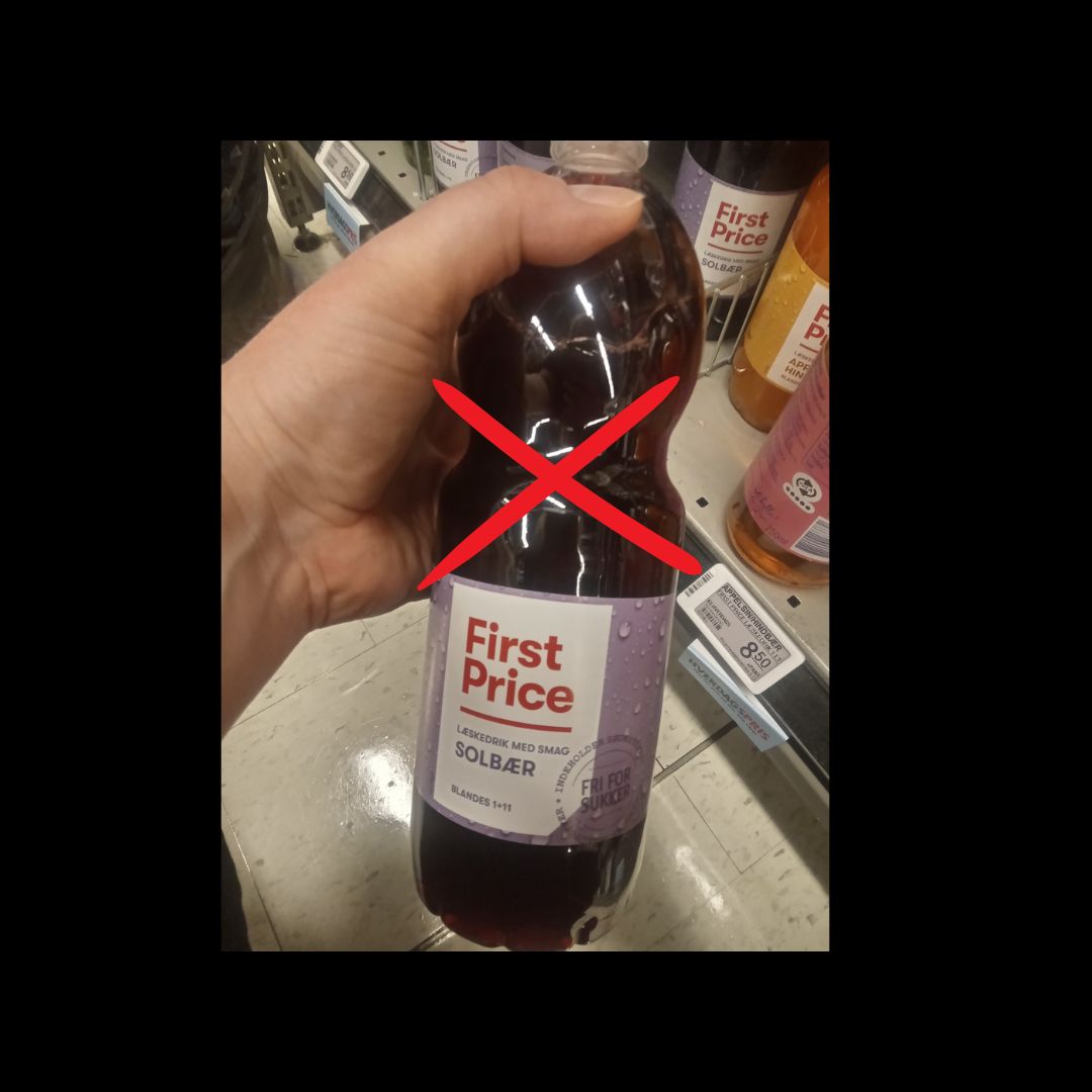 First price solbær sukkerfri saft med Aspartam
