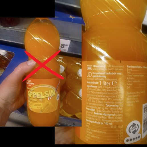 Kingsway sukkerfri appelsin saft indeholder Aspartam