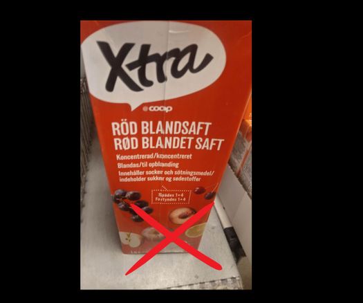X-tra  blandet saft indeholder Aspartam